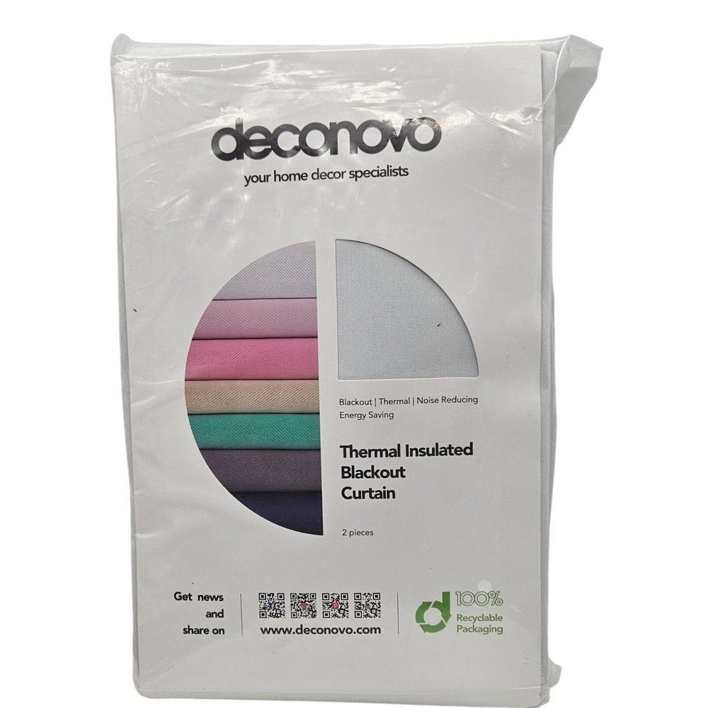 Deconovo Thermal Insulated Blackout Curtains 38x84 Light Gray Grommet‎ 2 Panels